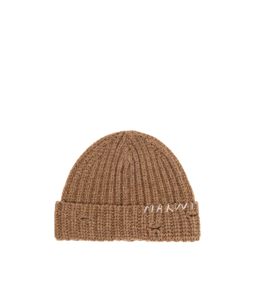 Marni Logo Embroidered Knitted Beanie