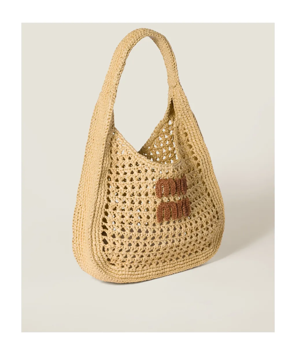 Raffia-Effect Woven Hobo Bag