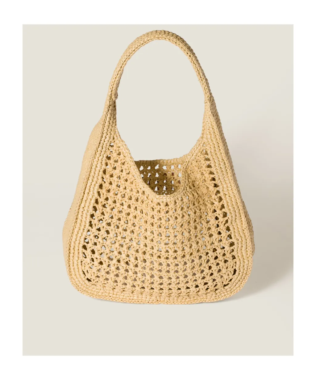 Raffia-Effect Woven Hobo Bag