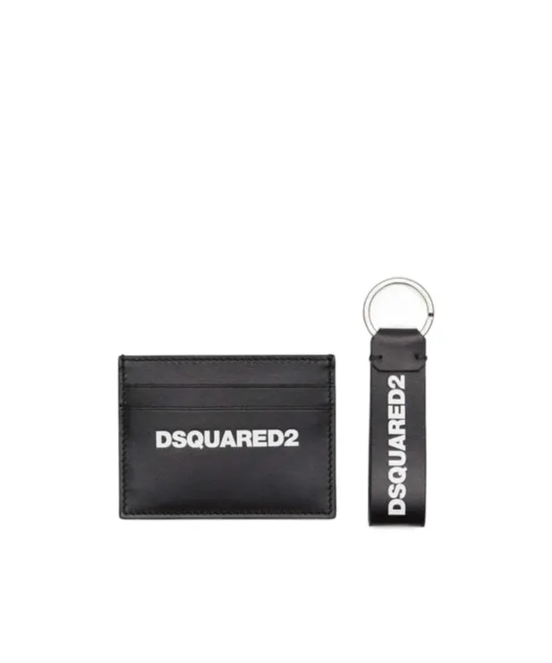 Dsquared2 Logo Printed Credit Card Holder Keyring Set