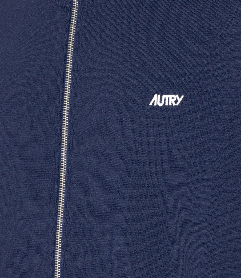 Stripe-Detail Zip-Up Sweatshirt