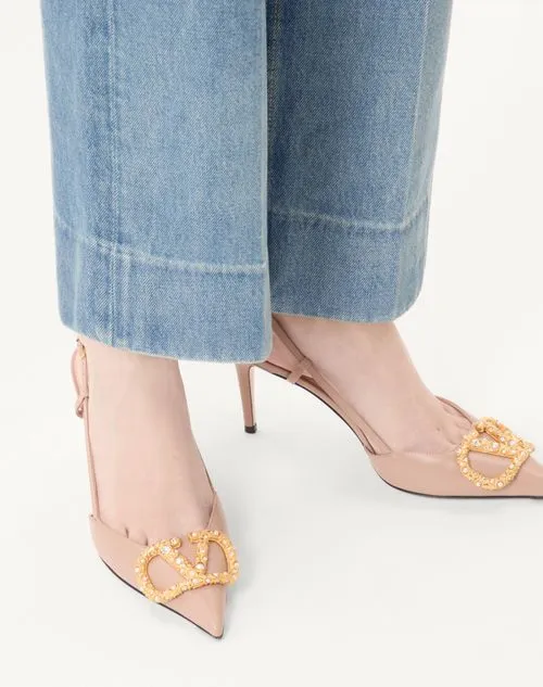 Vlogo Signature Slingback Calfskin Pump With Jewel Logo 80Mm