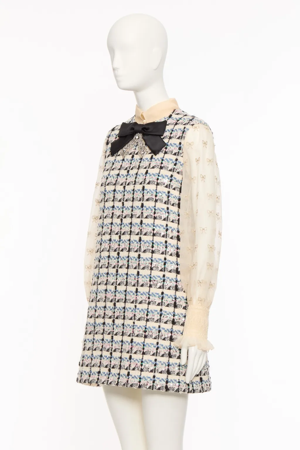 Valentino	Bow Detailed Tweed Dress