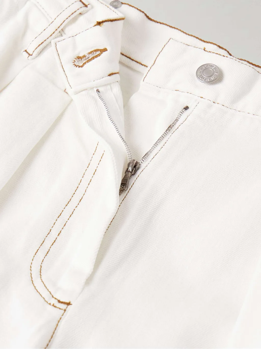 Pleated Denim Wide-Leg Pants