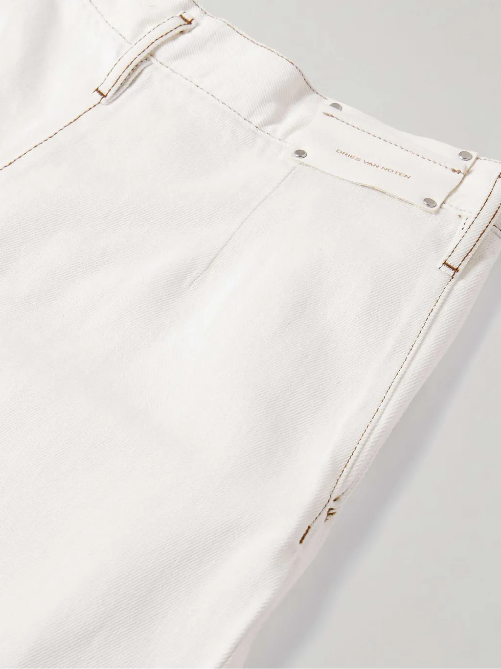 Pleated Denim Wide-Leg Pants