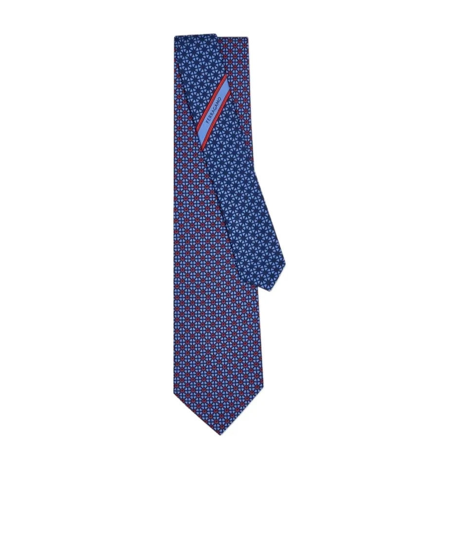 Gancini And Hearts Printed Silk Tie