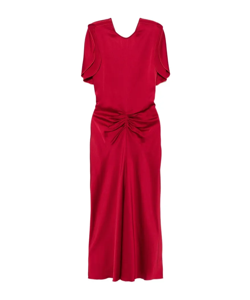 Victoria Beckham Puff-Sleeved Ruched Flared Dress
