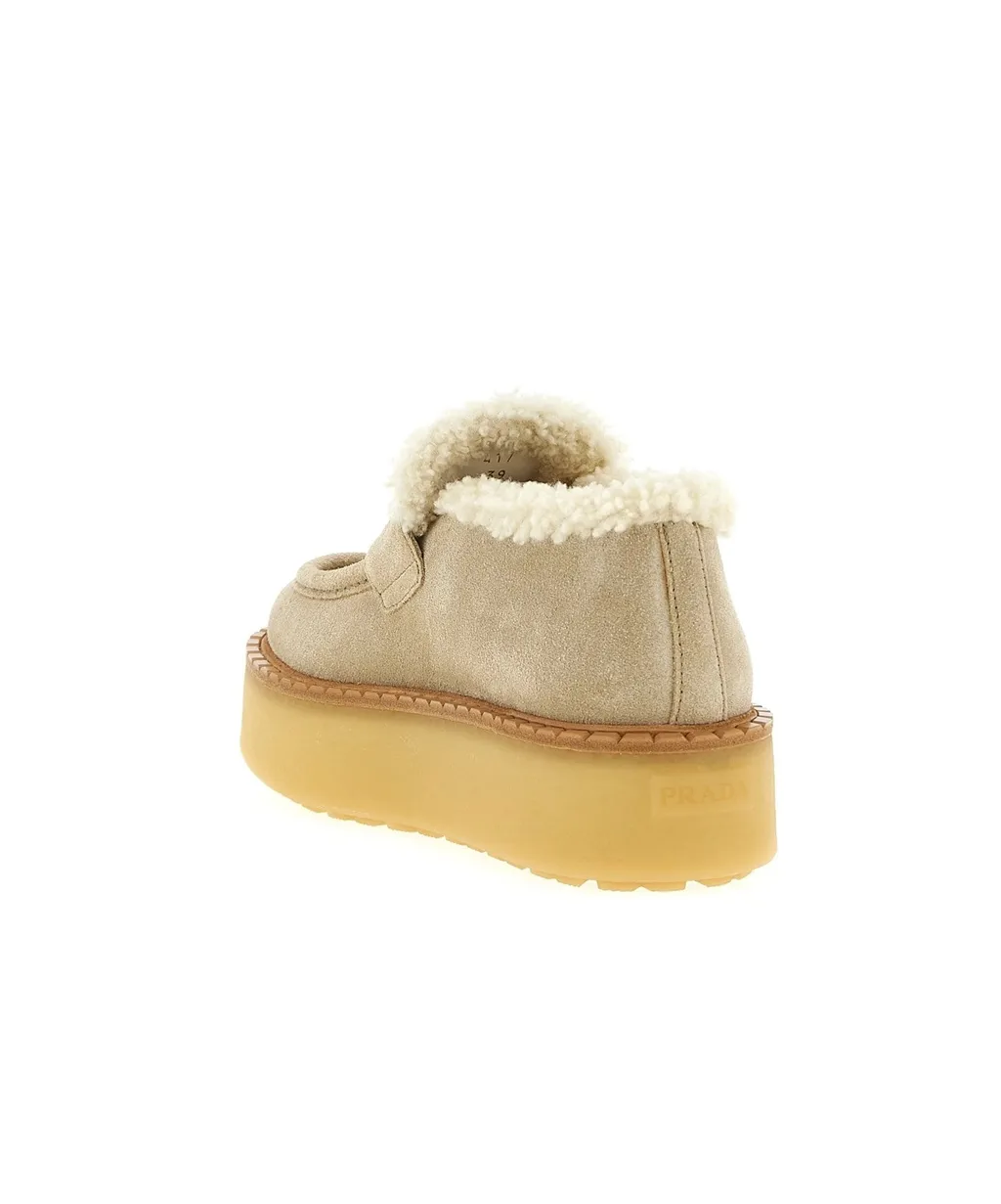 Prada Triangle-Logo Round-Toe Loafers