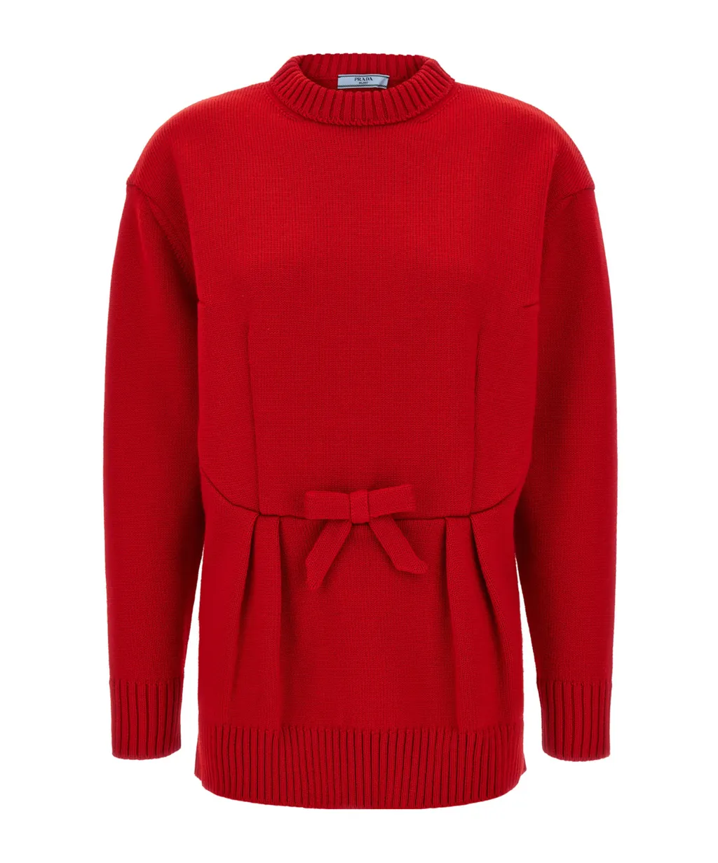 Prada Bow-Detailed Crewneck Jumper