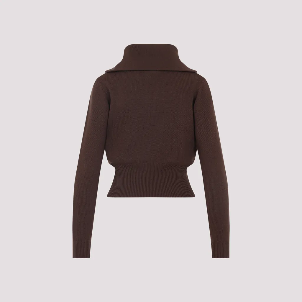 High-Neck Zip-Up Sweater