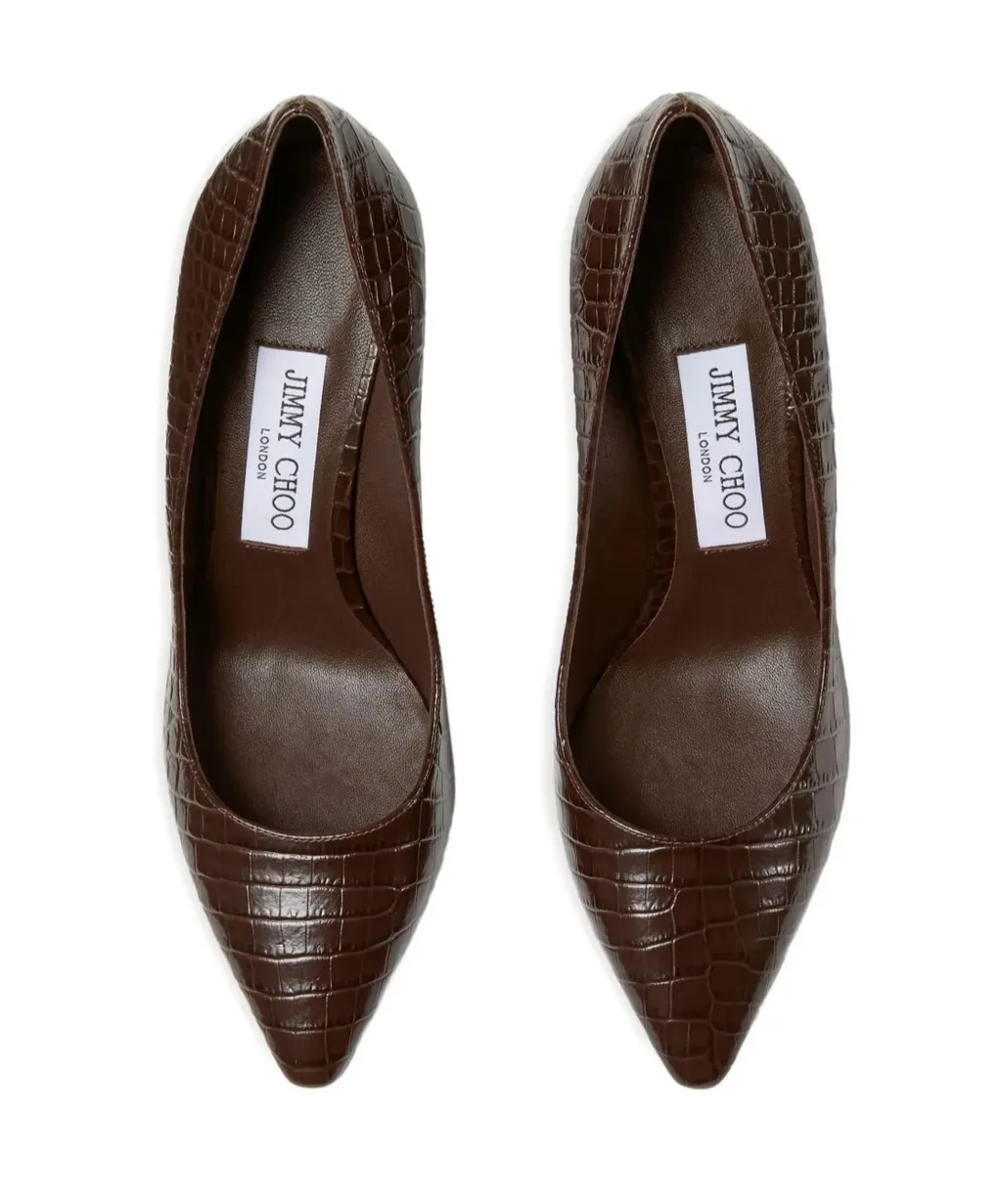 85Mm Romy Crocodile-Effect Pointed-Toe Pumps