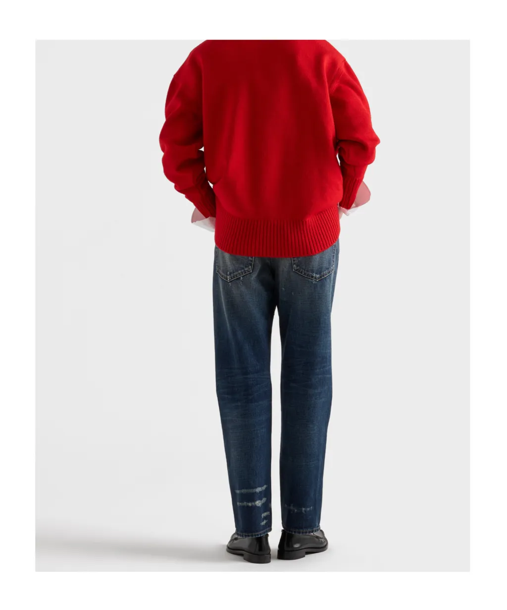 Prada Distressed Straight-Leg Jeans