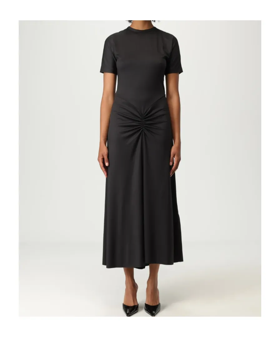 Victoria Beckham Short-Sleeved Gathered Midi Dress