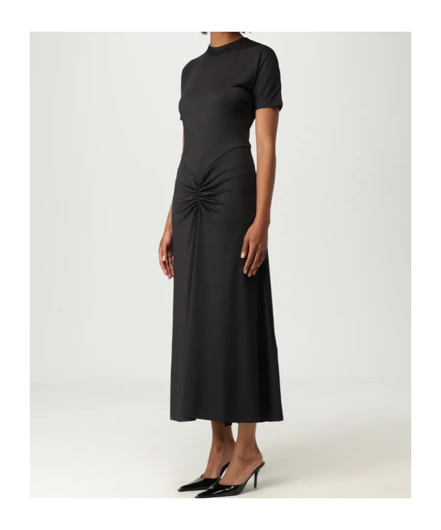 Victoria Beckham Short-Sleeved Gathered Midi Dress