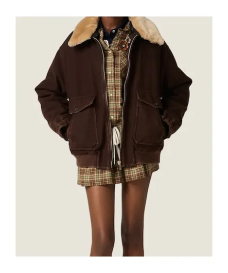 Garment-Dyed Wool Blouson With Shearling Collar
