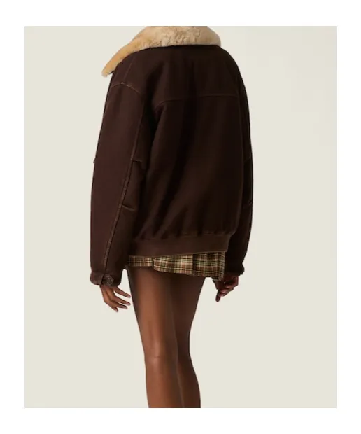 Garment-Dyed Wool Blouson With Shearling Collar