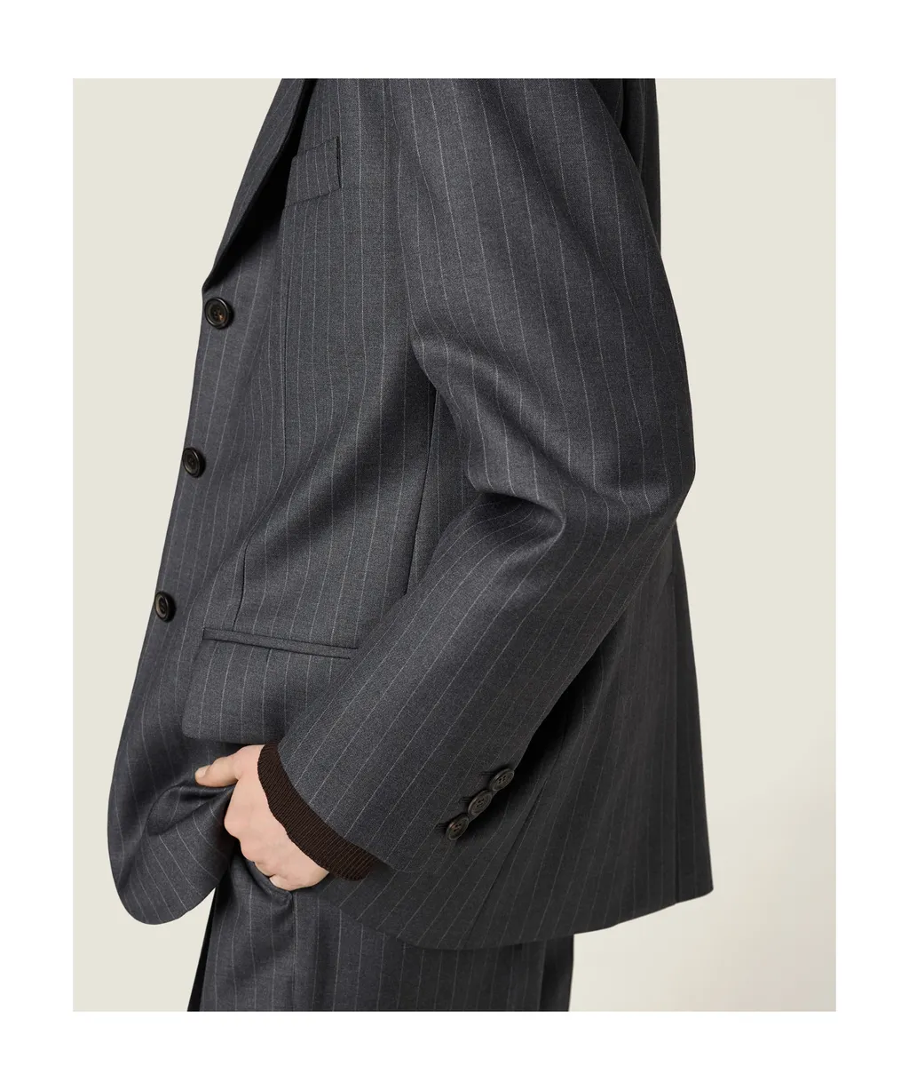 Single-Breasted Pinstripe Jacket