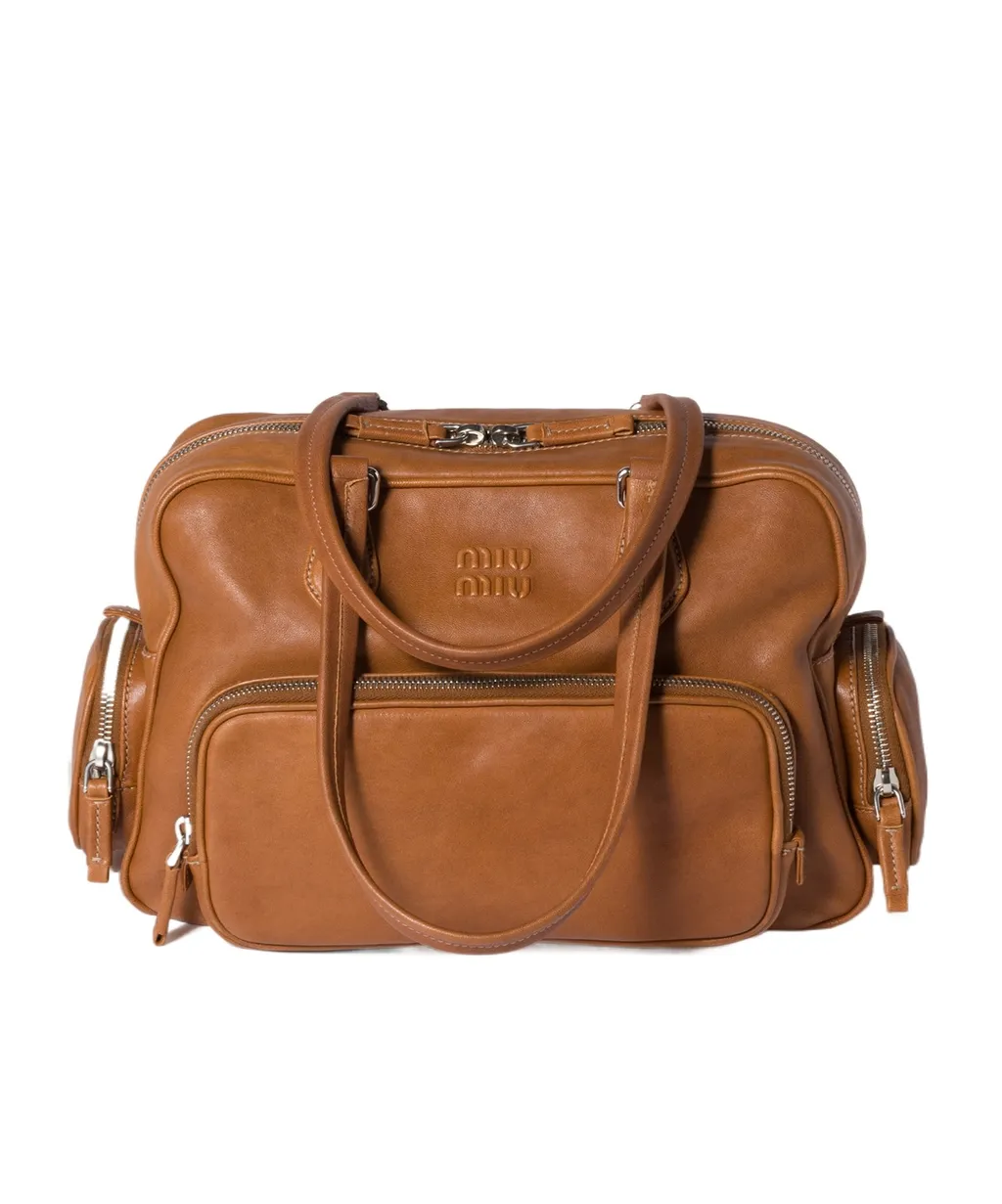 Pocket Nappa Leather Top-Handle Bag