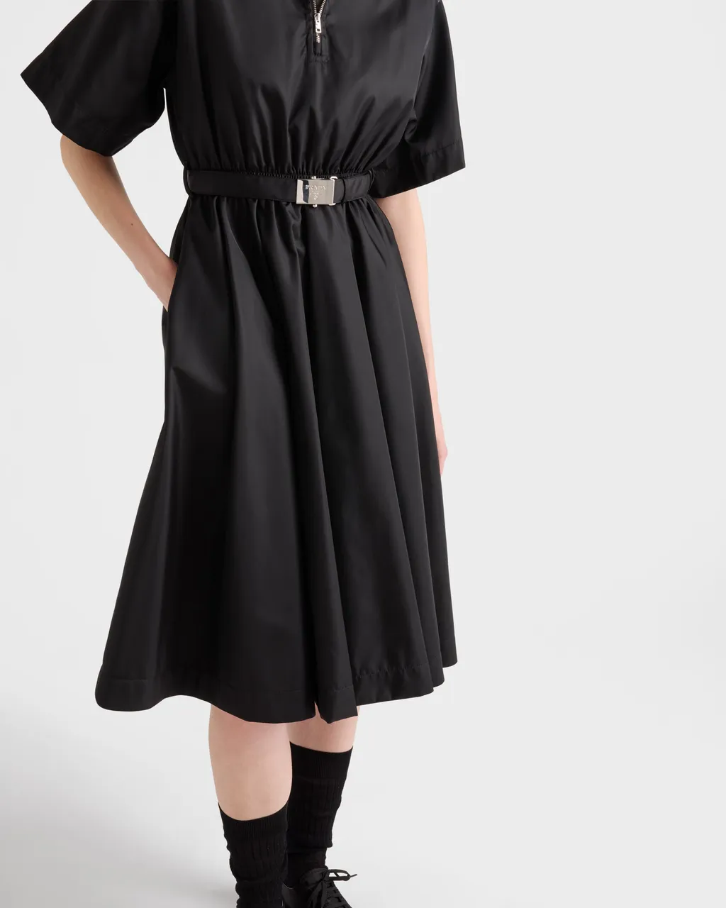 Short-Sleeved Re-Nylon Midi-Dress