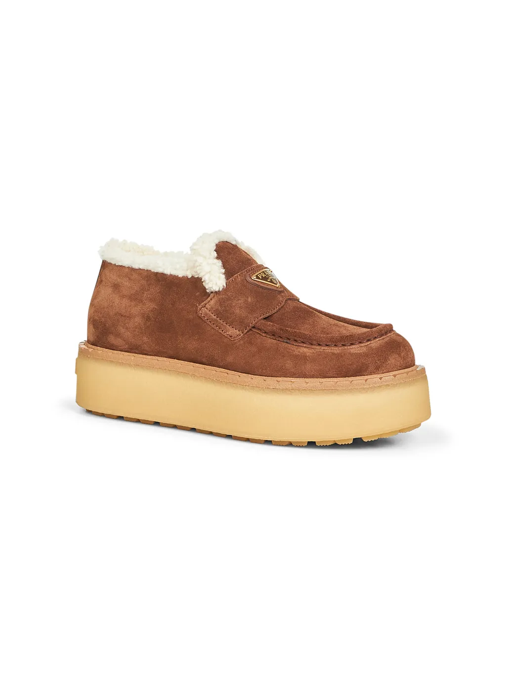 Prada Triangle-Logo Round-Toe Loafers