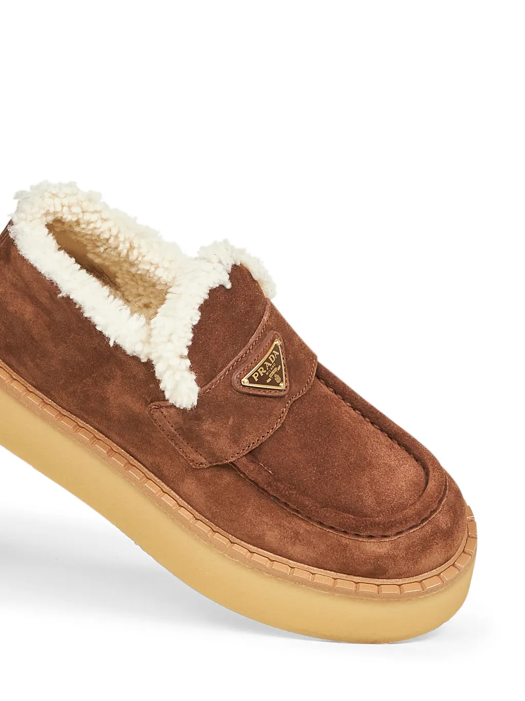 Prada Triangle-Logo Round-Toe Loafers