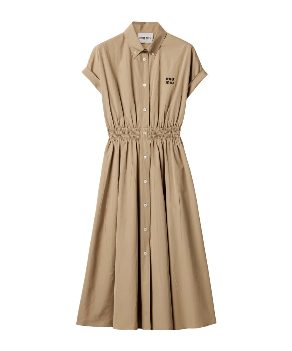 Miu Miu Logo-Embroidered Poplin Shirt Dress