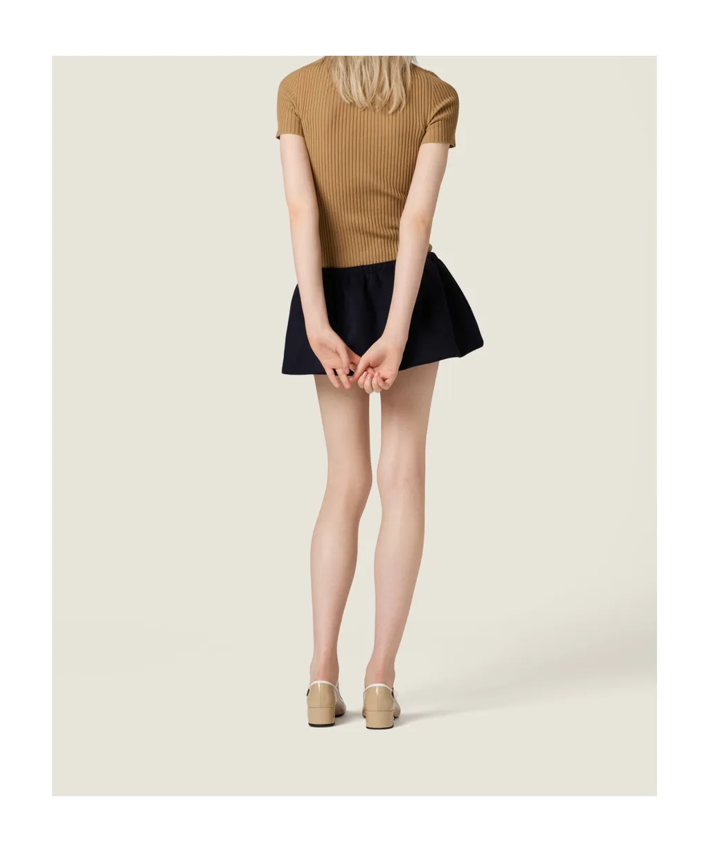 Miu Miu Short-Sleeved Ribbed Polo Shirt