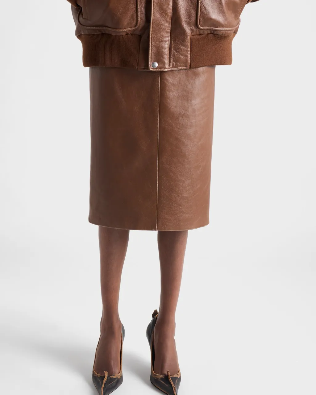 Nappa Leather Pencil Skirt