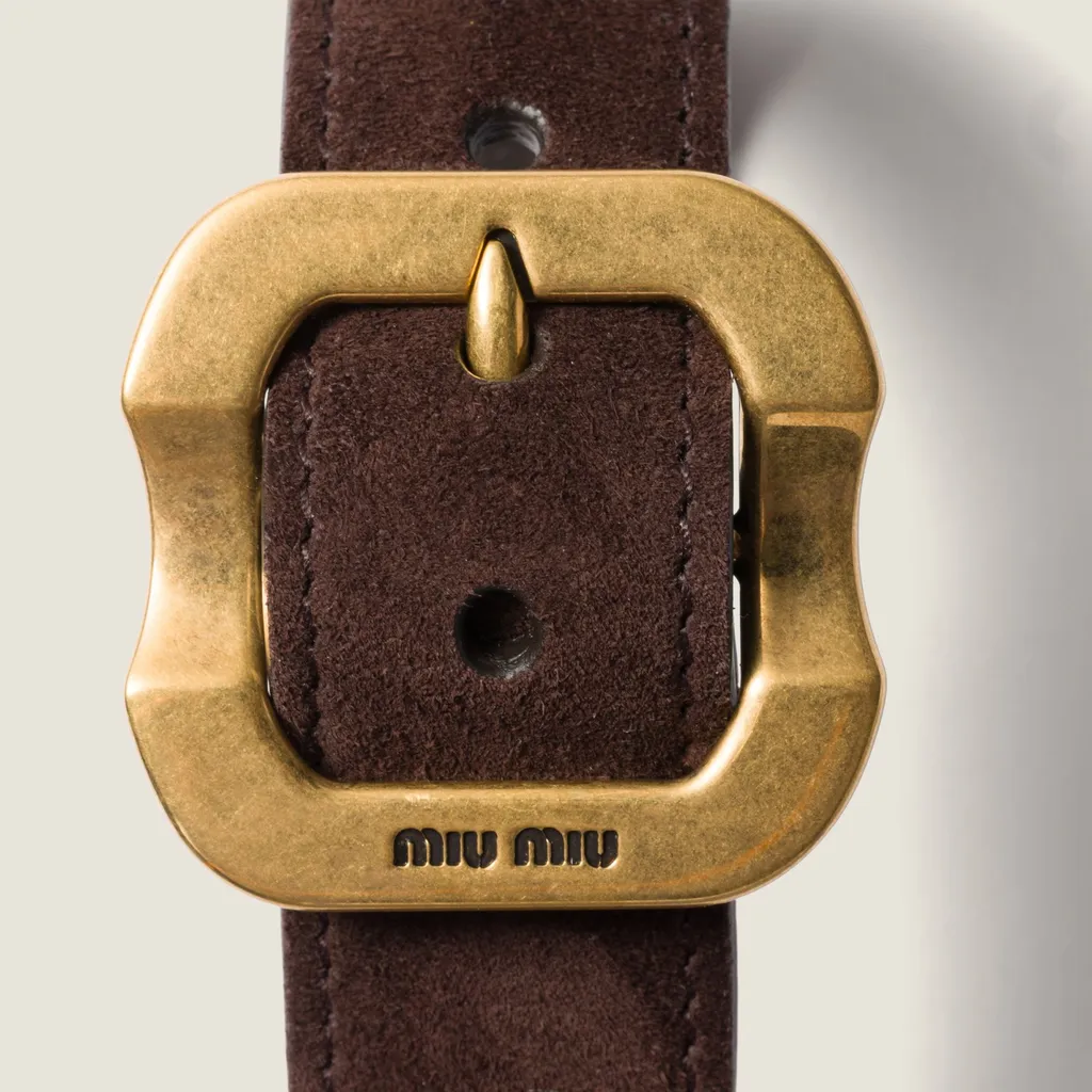 Miu Miu Logo Engraved Metal Buckle Bracelet