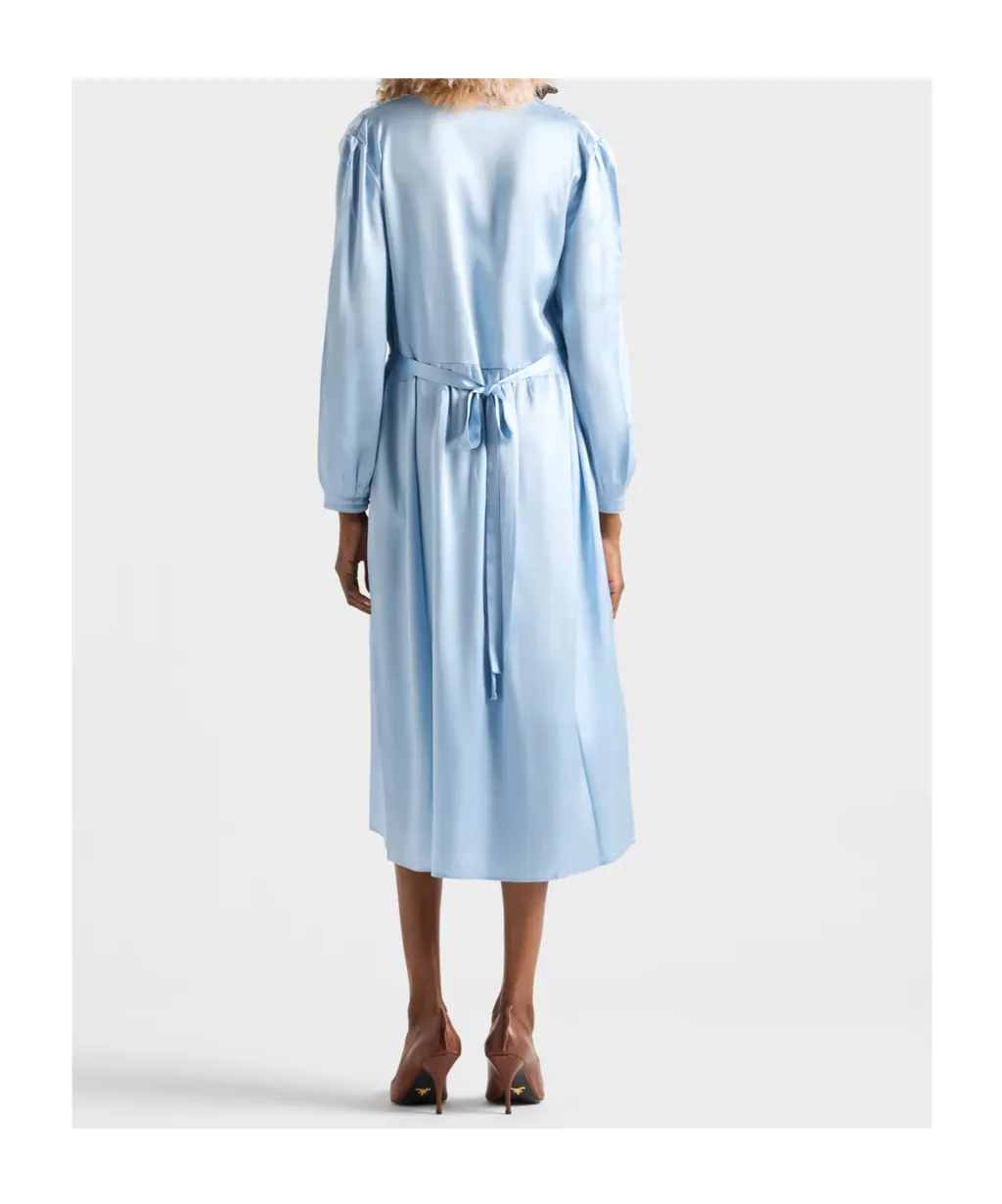 Long-Sleeved Satin Crepe And Lace Dress