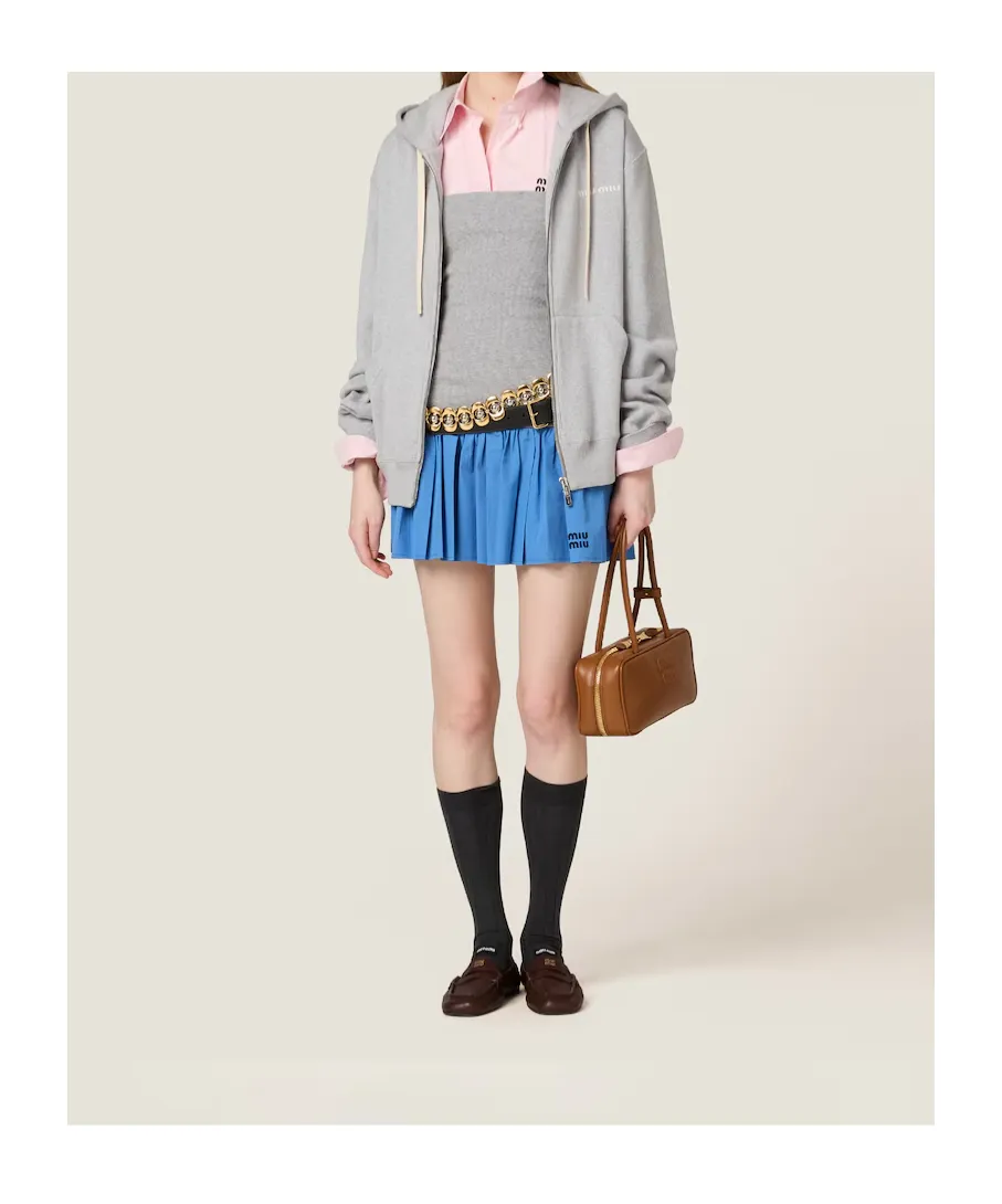 Miu Miu Drawstring Zip-Up Hoodie