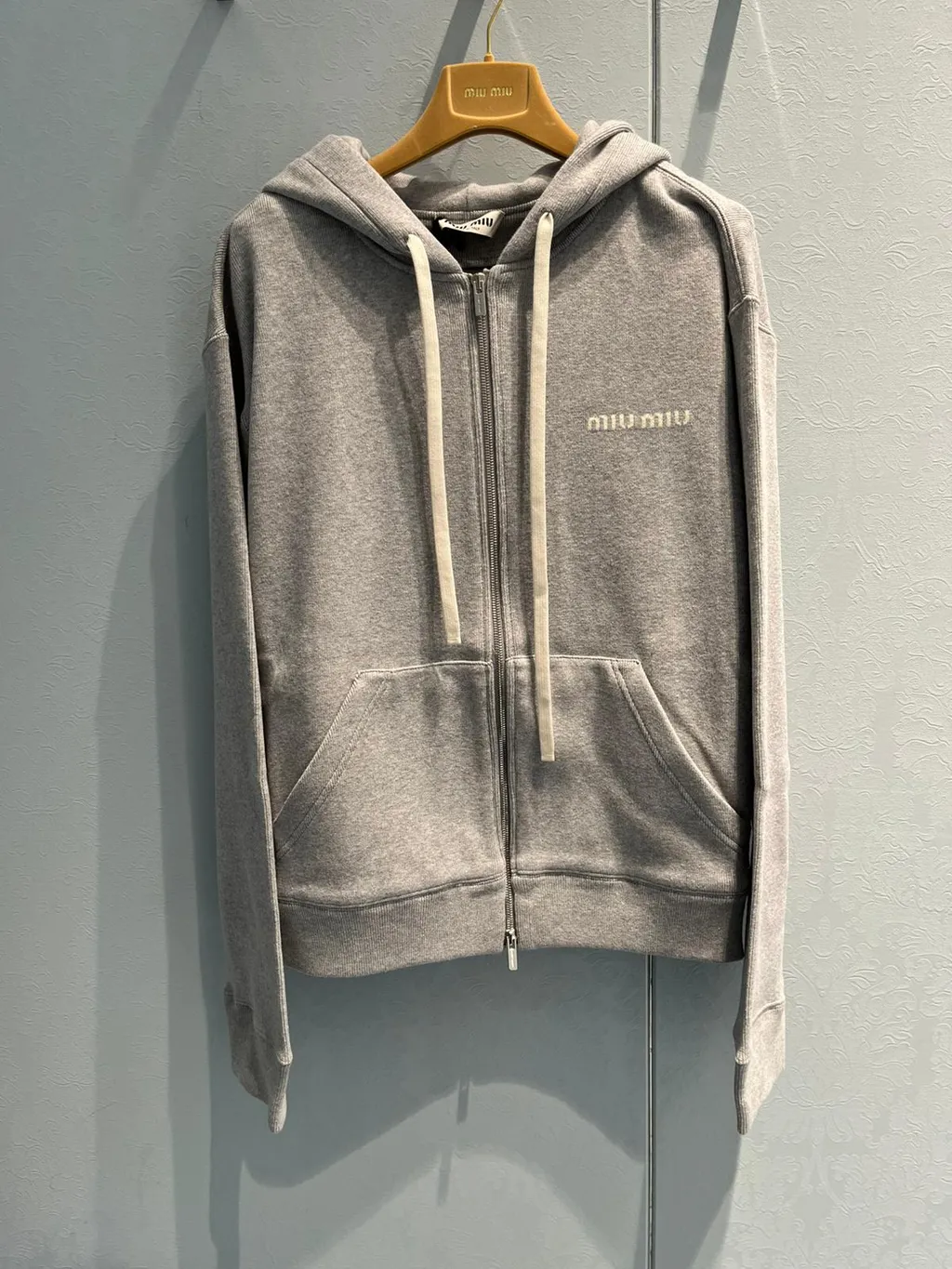 Miu Miu Drawstring Zip-Up Hoodie