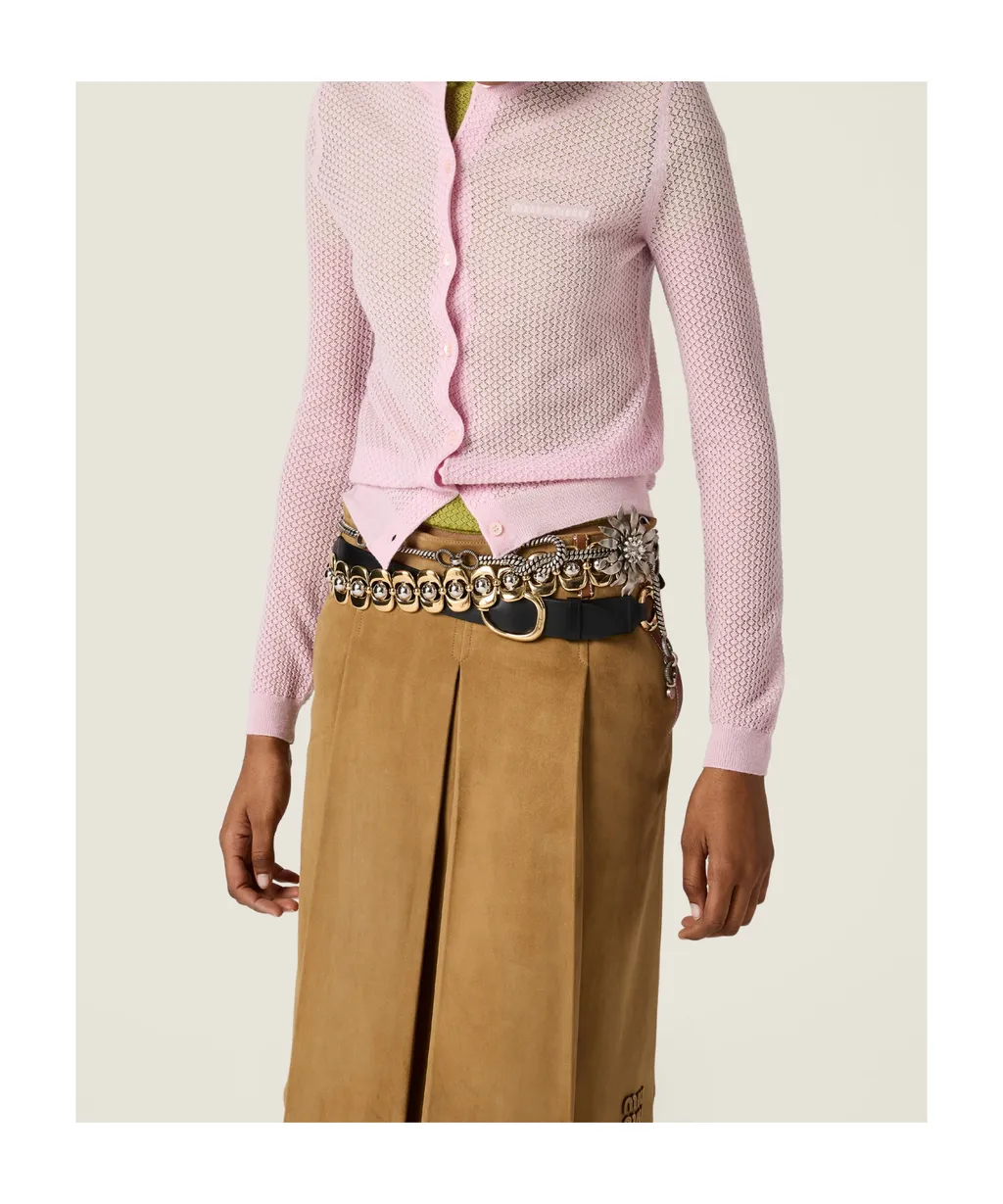 Miu Miu Crewneck Button-Up Cardigan