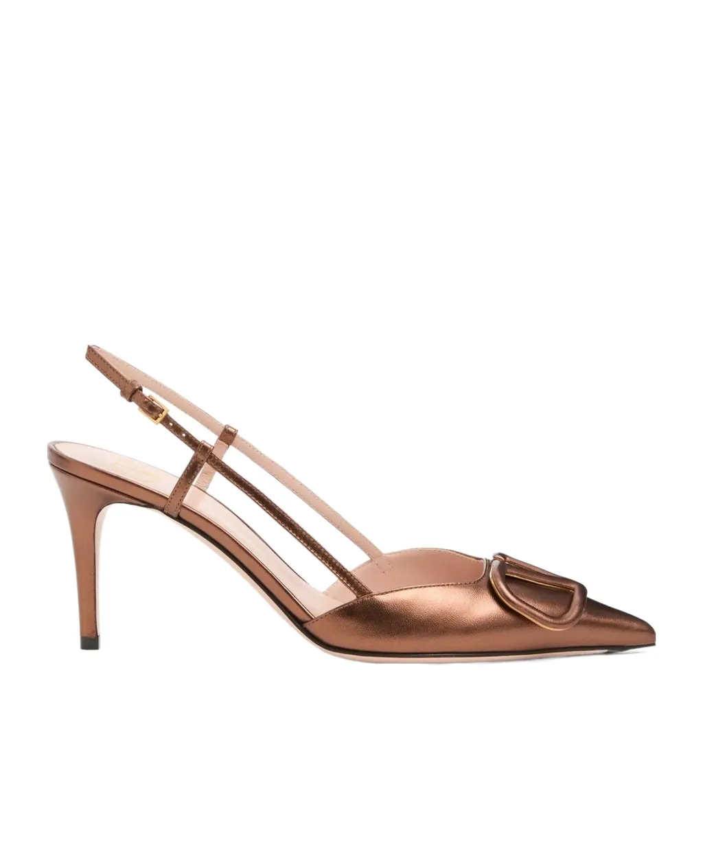 Vlogo Signature Slingback Pump In Laminated Nappa Leather 80Mm