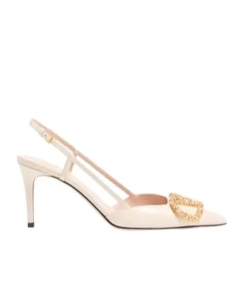 Vlogo Signature Slingback Calfskin Pump With Jewel Logo 80Mm