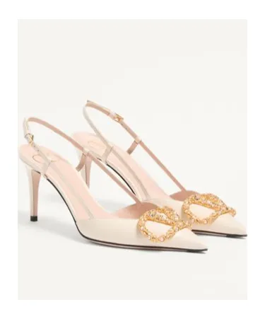 Vlogo Signature Slingback Calfskin Pump With Jewel Logo 80Mm