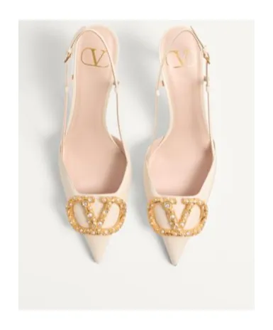 Vlogo Signature Slingback Calfskin Pump With Jewel Logo 80Mm