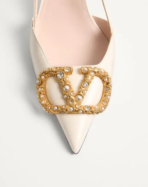 Vlogo Signature Slingback Calfskin Pump With Jewel Logo 80Mm