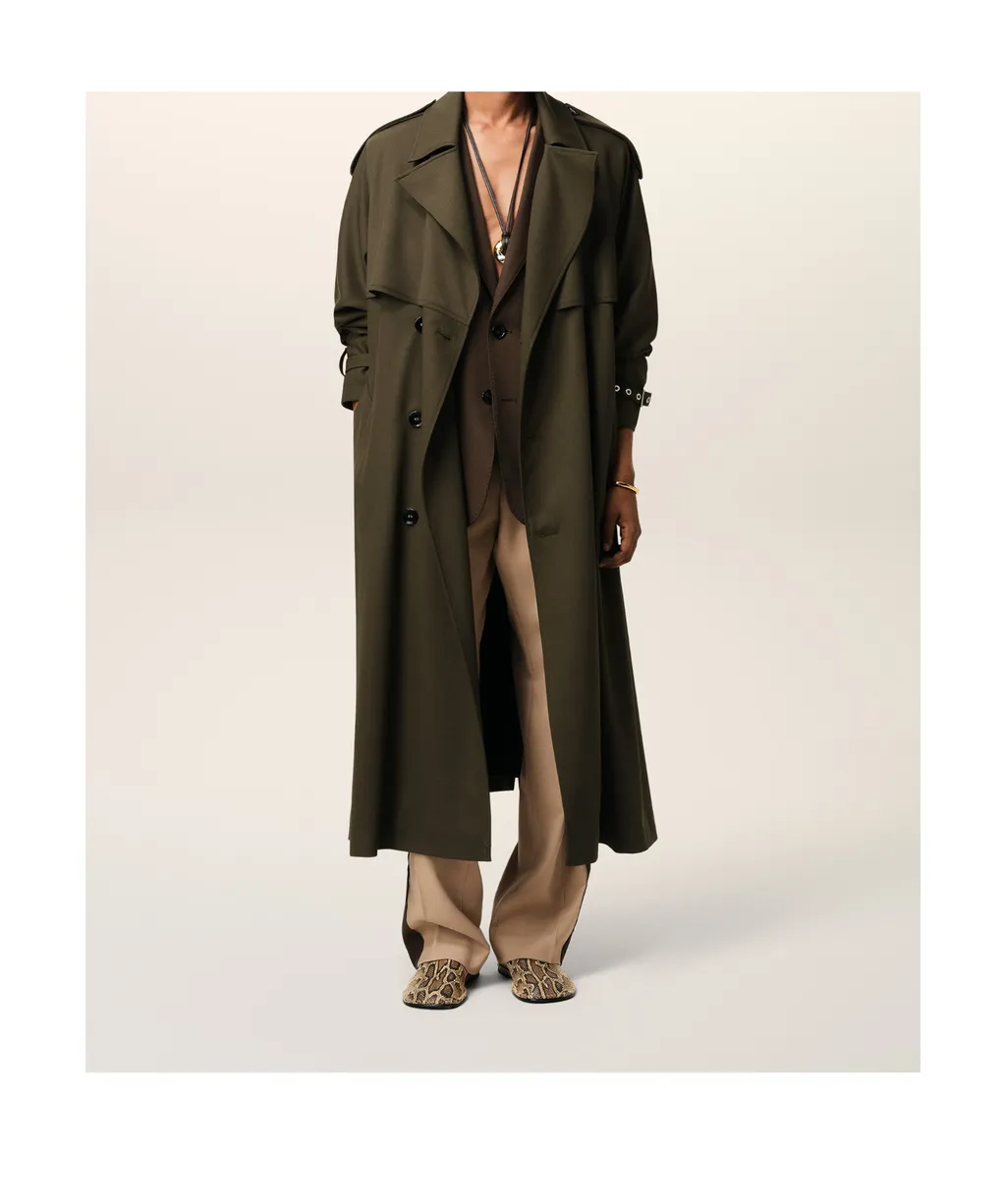 Wool Gabardine Trench Coat