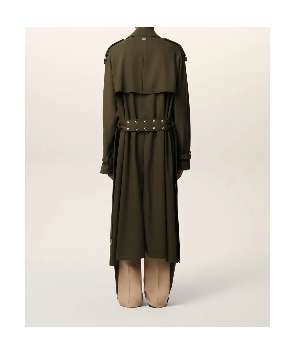 Wool Gabardine Trench Coat