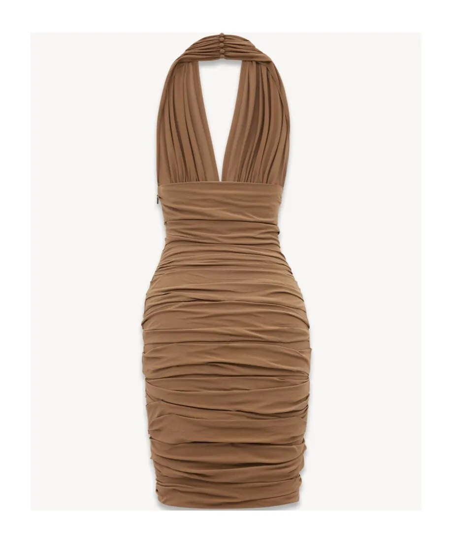 Halter Dress In Silk Crepe