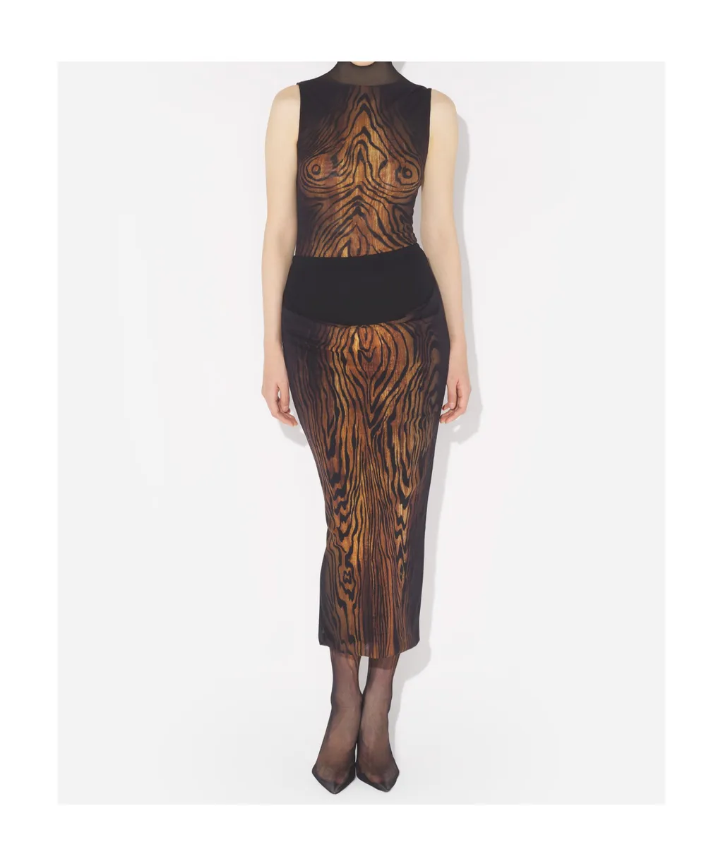 High-Neck Wood-Print Top