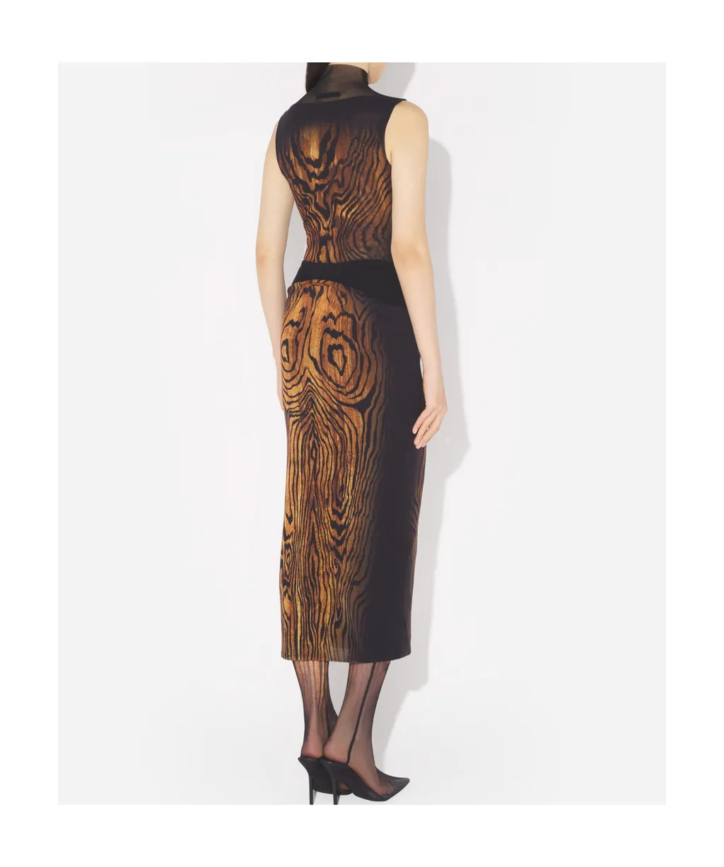 High-Neck Wood-Print Top