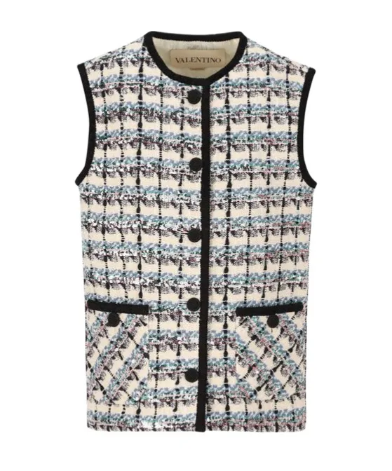 Valentino	Button-Up Tweed Gilet