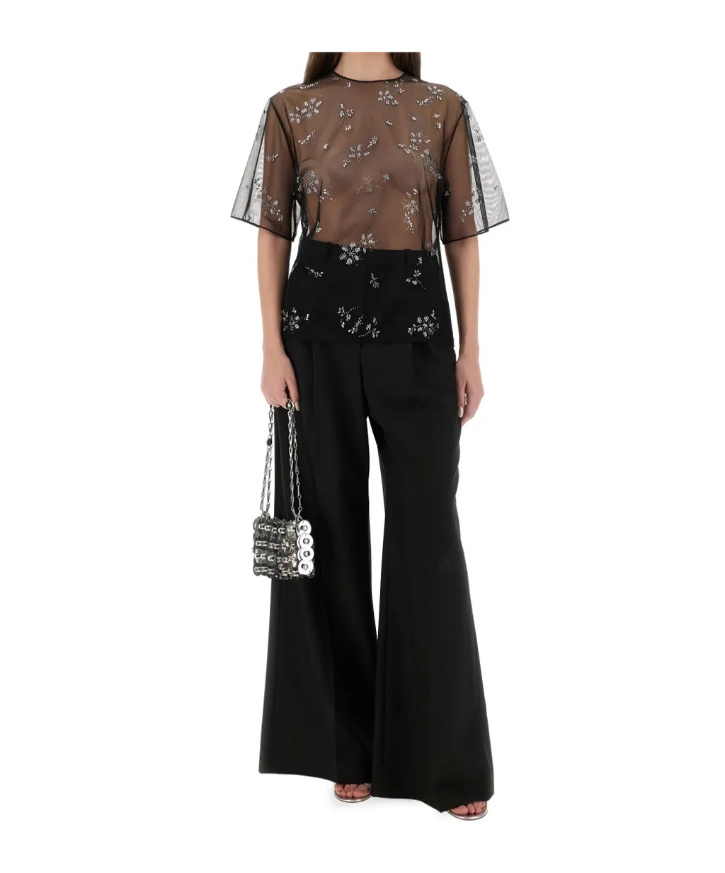 Crystal-Embellished Sheer Top