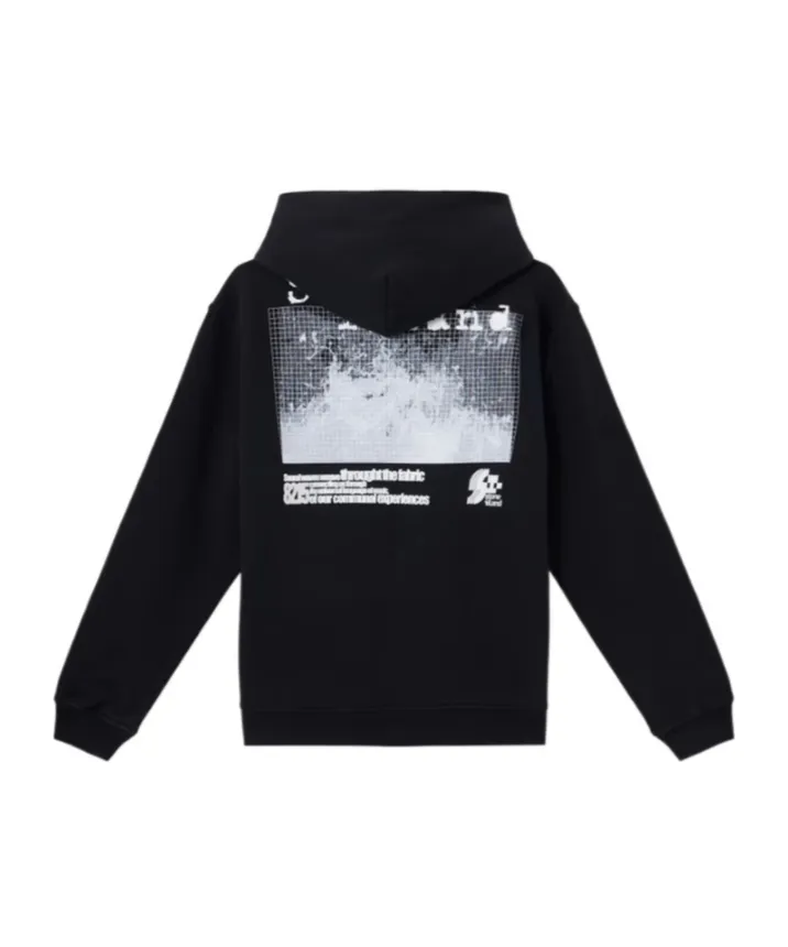 Oversized Fit Hooded Sweatshirt With Motif Grid Print Two