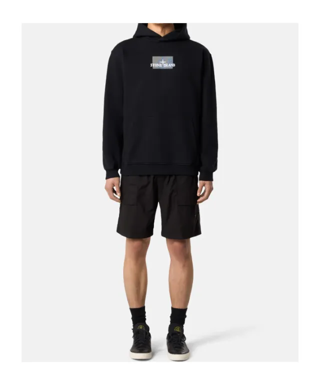 Oversized Fit Hooded Sweatshirt With Motif Grid Print Two