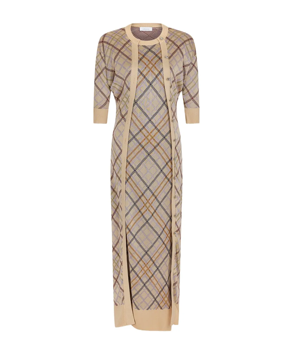 Checked Cardigan Dress