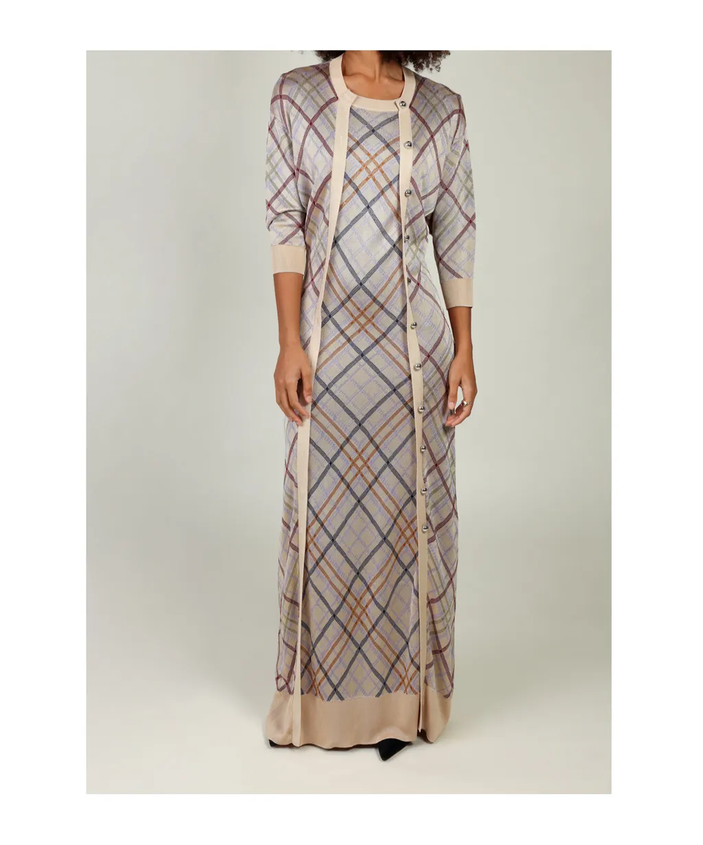 Checked Cardigan Dress