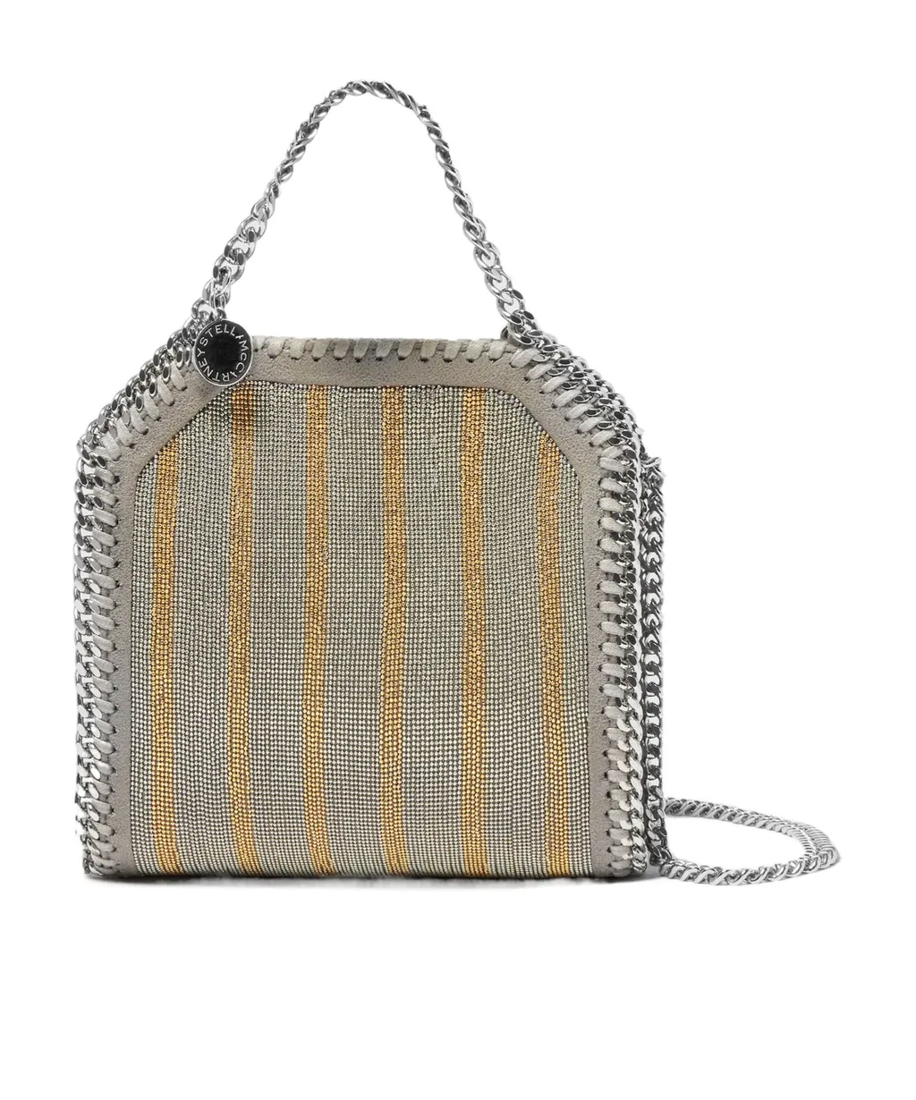 Stella Mccartney Falabella Metallic Chain-Embroidered Tiny Tote Bag